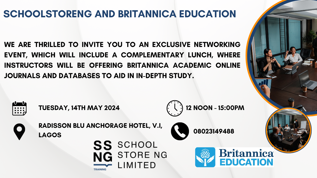 Britannica Education & SchoolStore Ng - Invite to our Networking event introducing Britannica academic online journals and databases